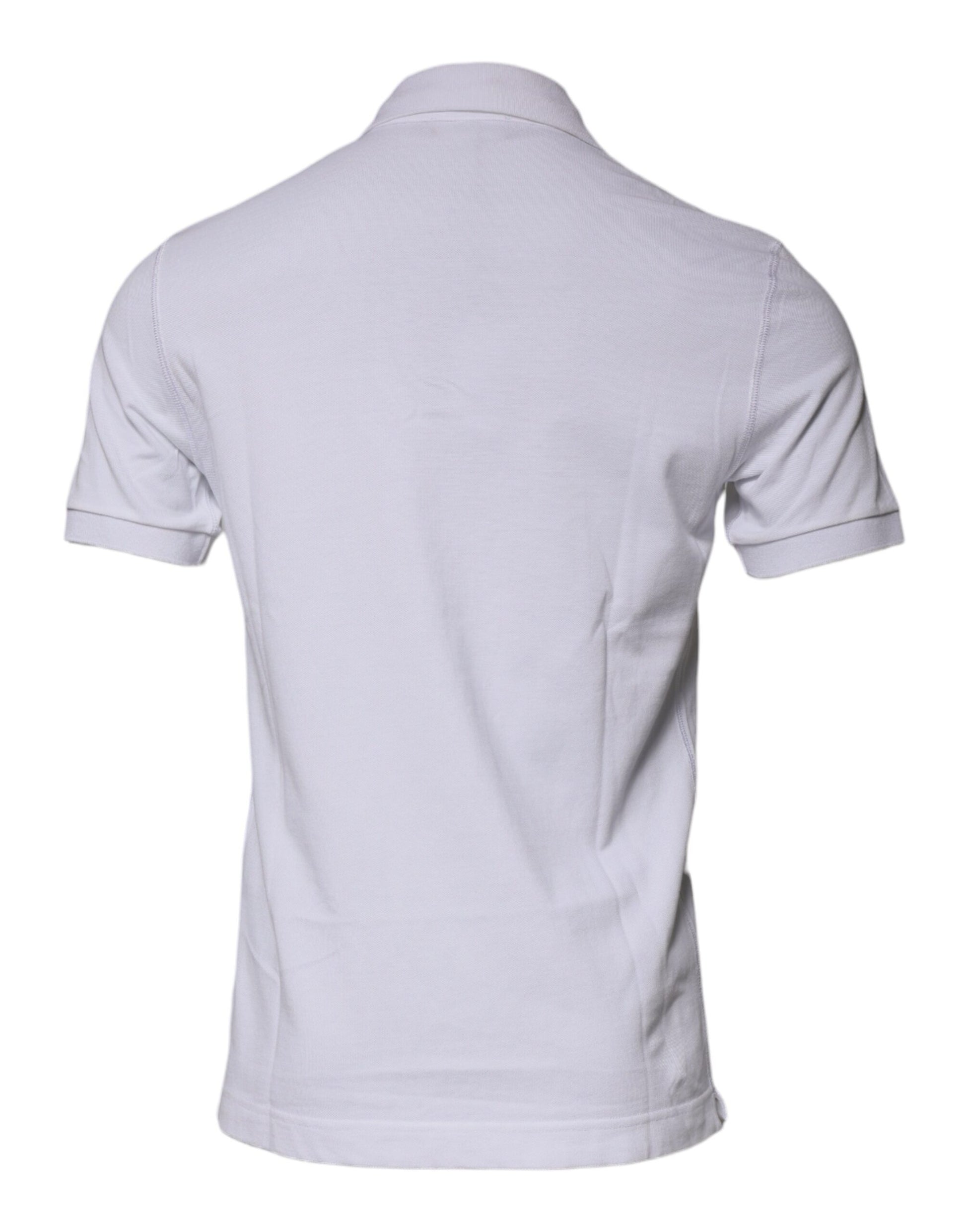 Dolce & Gabbana White Cotton Logo Plaque Collared Polo T-shirt Dolce & Gabbana