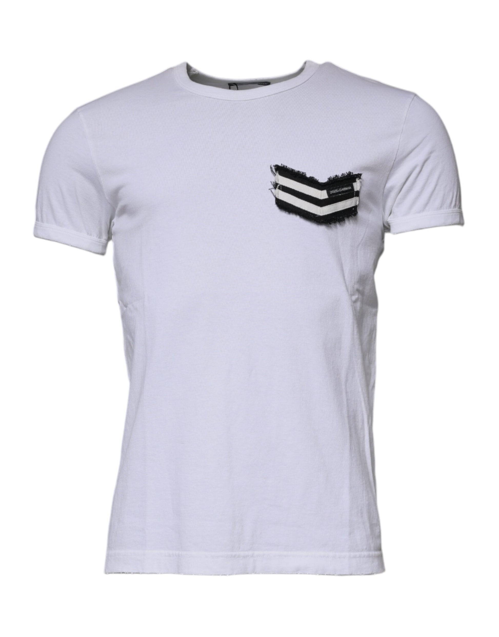 Dolce & Gabbana White Stripes Crew Neck Short Sleeves T-shirt Dolce & Gabbana