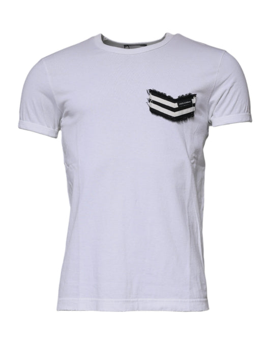 Dolce & Gabbana White Stripes Crew Neck Short Sleeves T-shirt Dolce & Gabbana