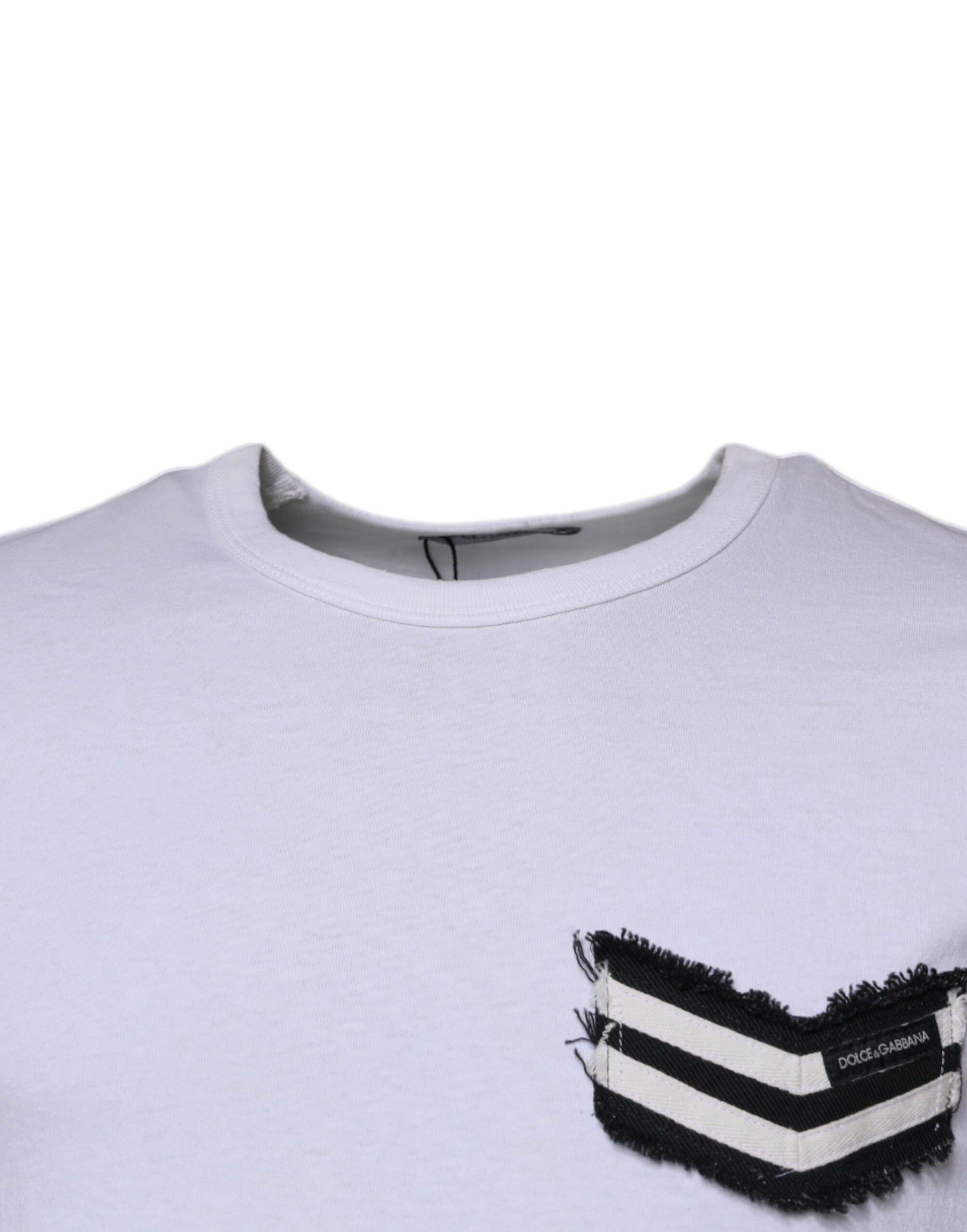 Dolce & Gabbana White Stripes Crew Neck Short Sleeves T-shirt Dolce & Gabbana