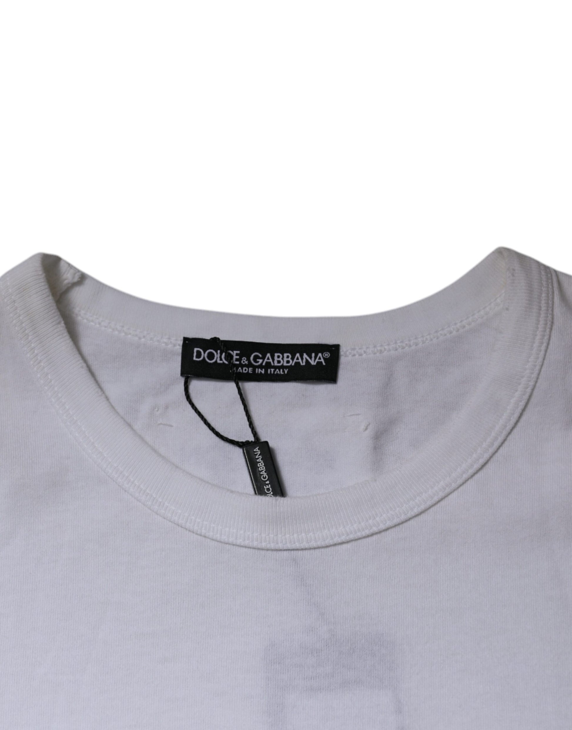 Dolce & Gabbana White Stripes Crew Neck Short Sleeves T-shirt Dolce & Gabbana