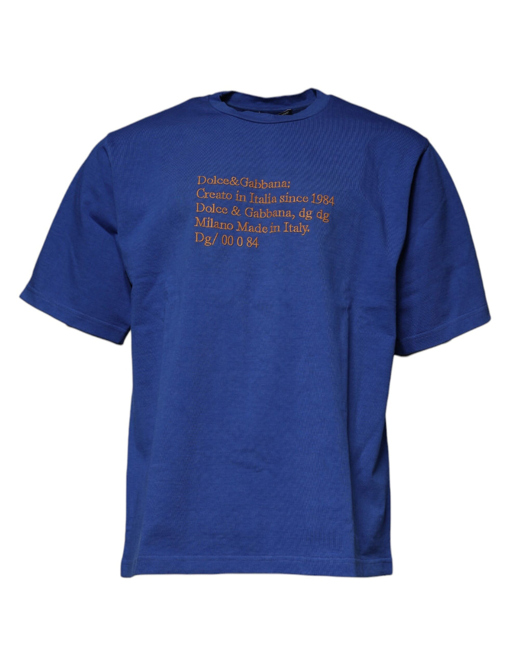 Dolce & Gabbana Blue Graphic Print Cotton Crew Neck T-shirt - Eljoys Fashion 