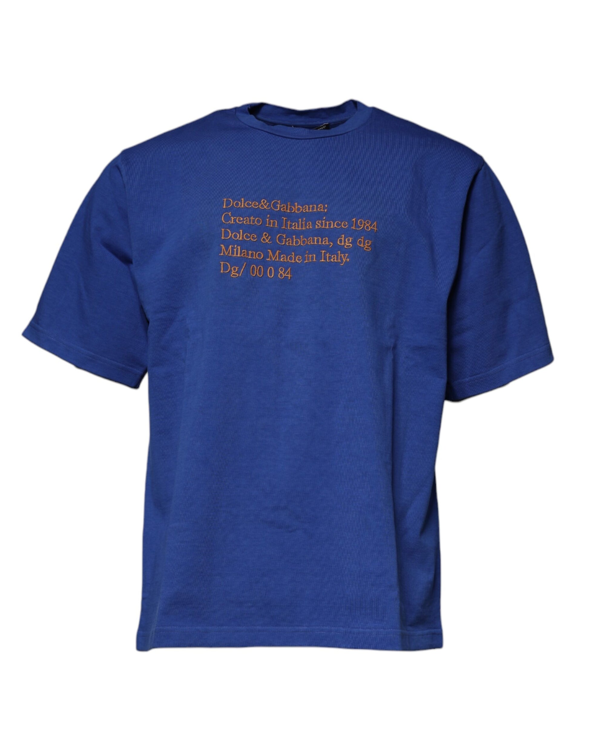 Dolce & Gabbana Blue Graphic Print Cotton Crew Neck T-shirt Dolce & Gabbana