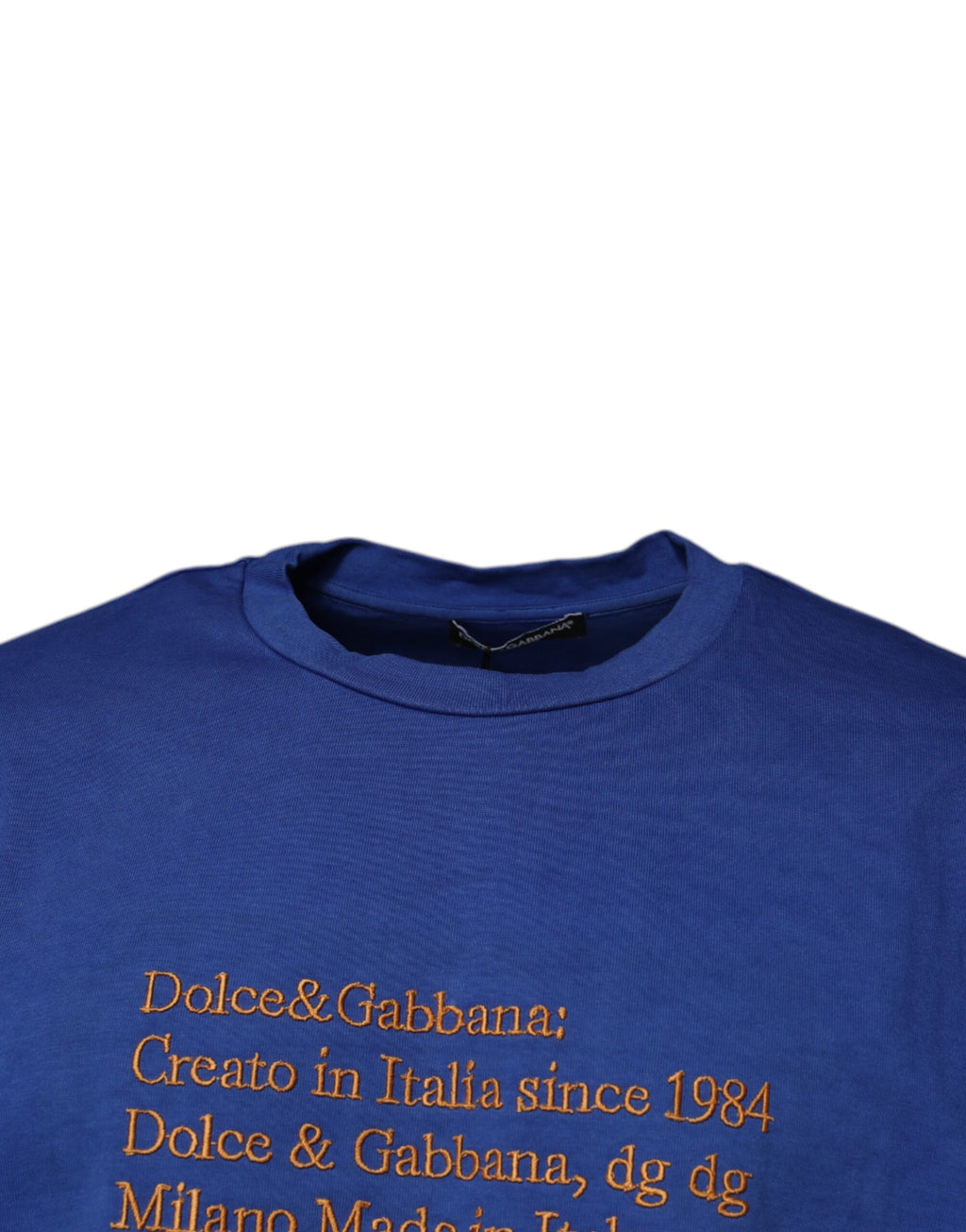 Dolce & Gabbana Blue Graphic Print Cotton Crew Neck T-shirt - Eljoys Fashion 