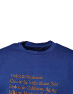 Dolce & Gabbana Blue Graphic Print Cotton Crew Neck T-shirt - Eljoys Fashion 
