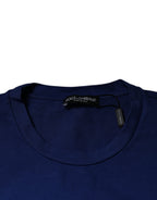 Dolce & Gabbana Blue Graphic Print Cotton Crew Neck T-shirt - Eljoys Fashion 