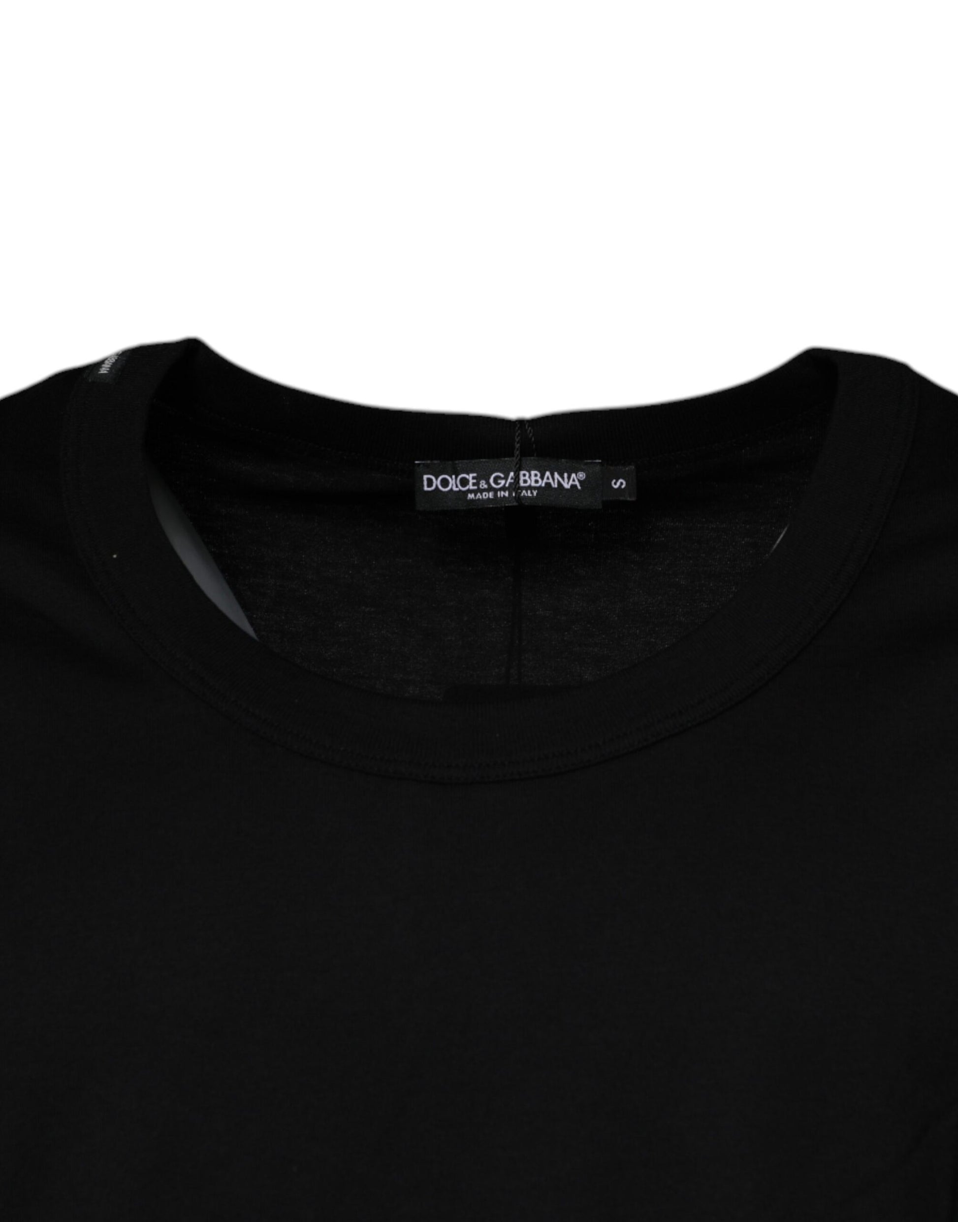 Dolce & Gabbana Black Cotton Round Neck Sleeveless T-shirt Dolce & Gabbana