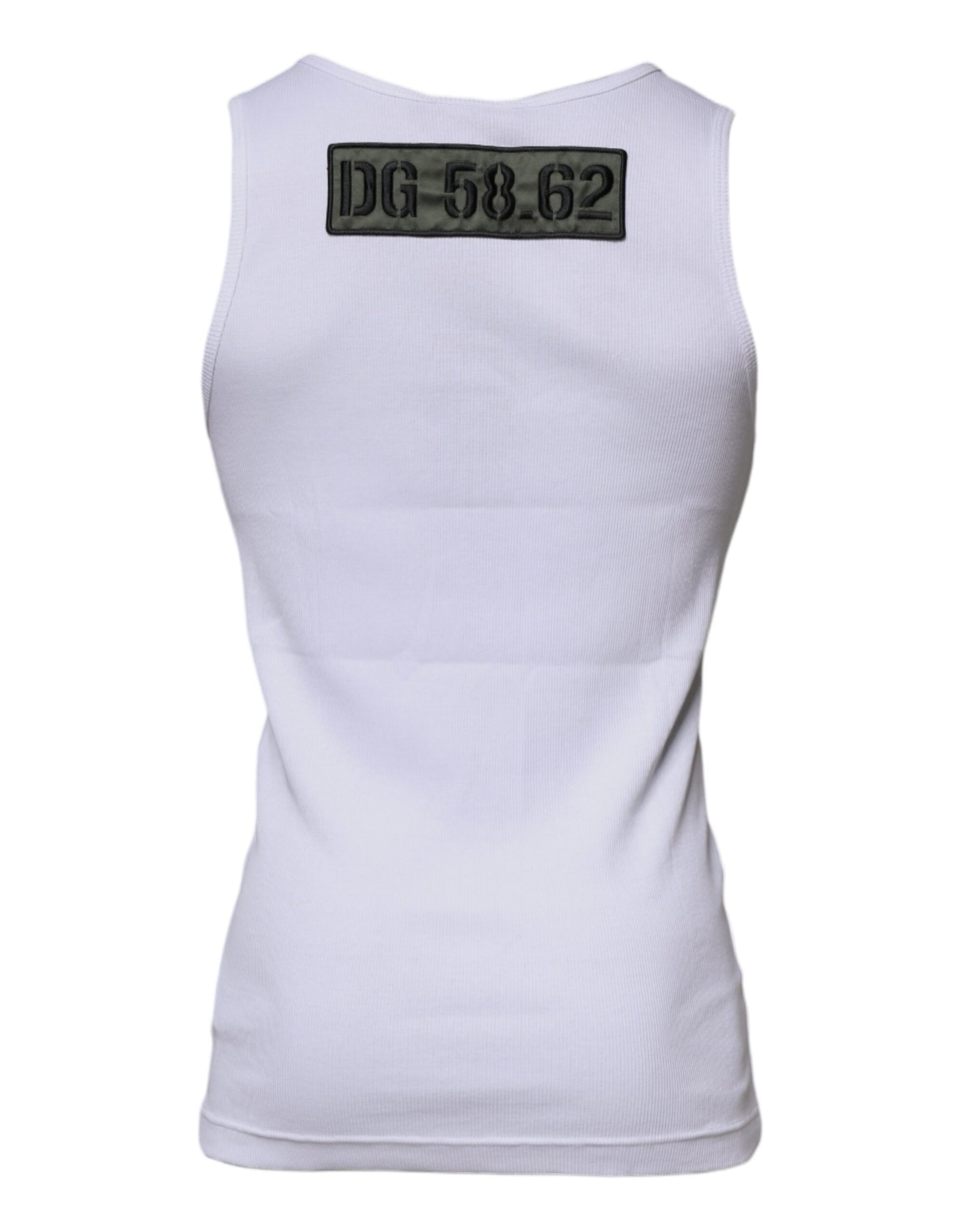 Dolce & Gabbana White Cotton Round Neck Sleeveless T-shirt Dolce & Gabbana