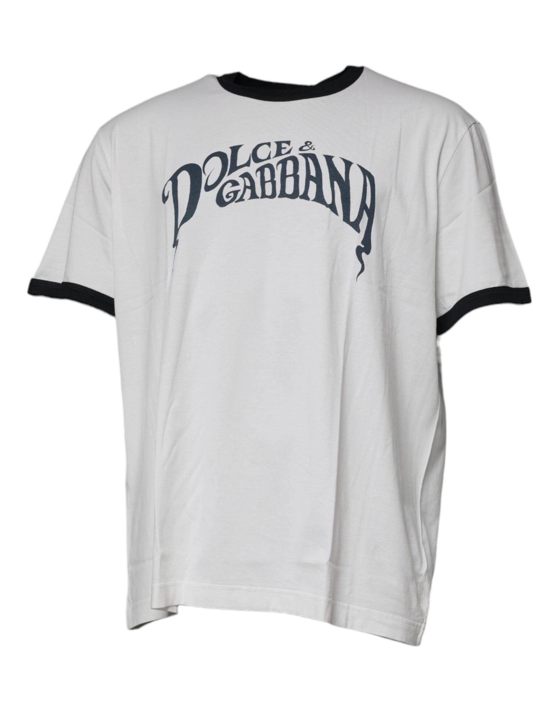 Dolce & Gabbana White Graphic Print Cotton Crew Neck T-shirt Dolce & Gabbana