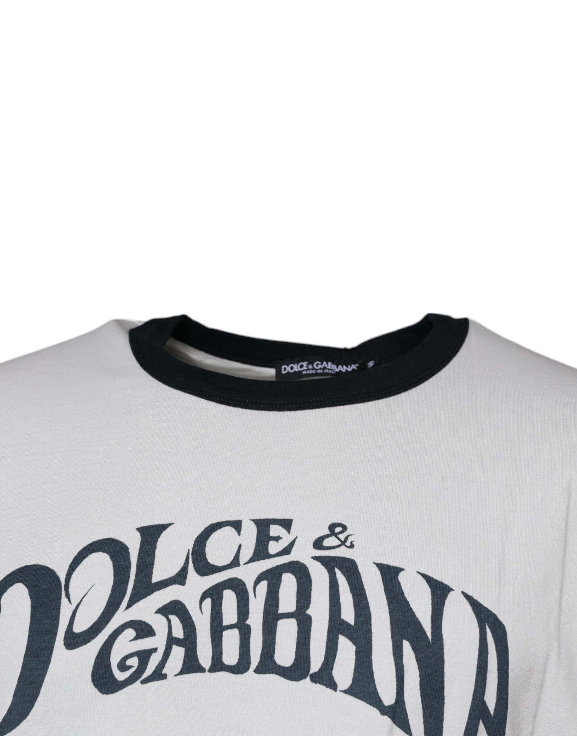 Dolce & Gabbana White Graphic Print Cotton Crew Neck T-shirt Dolce & Gabbana