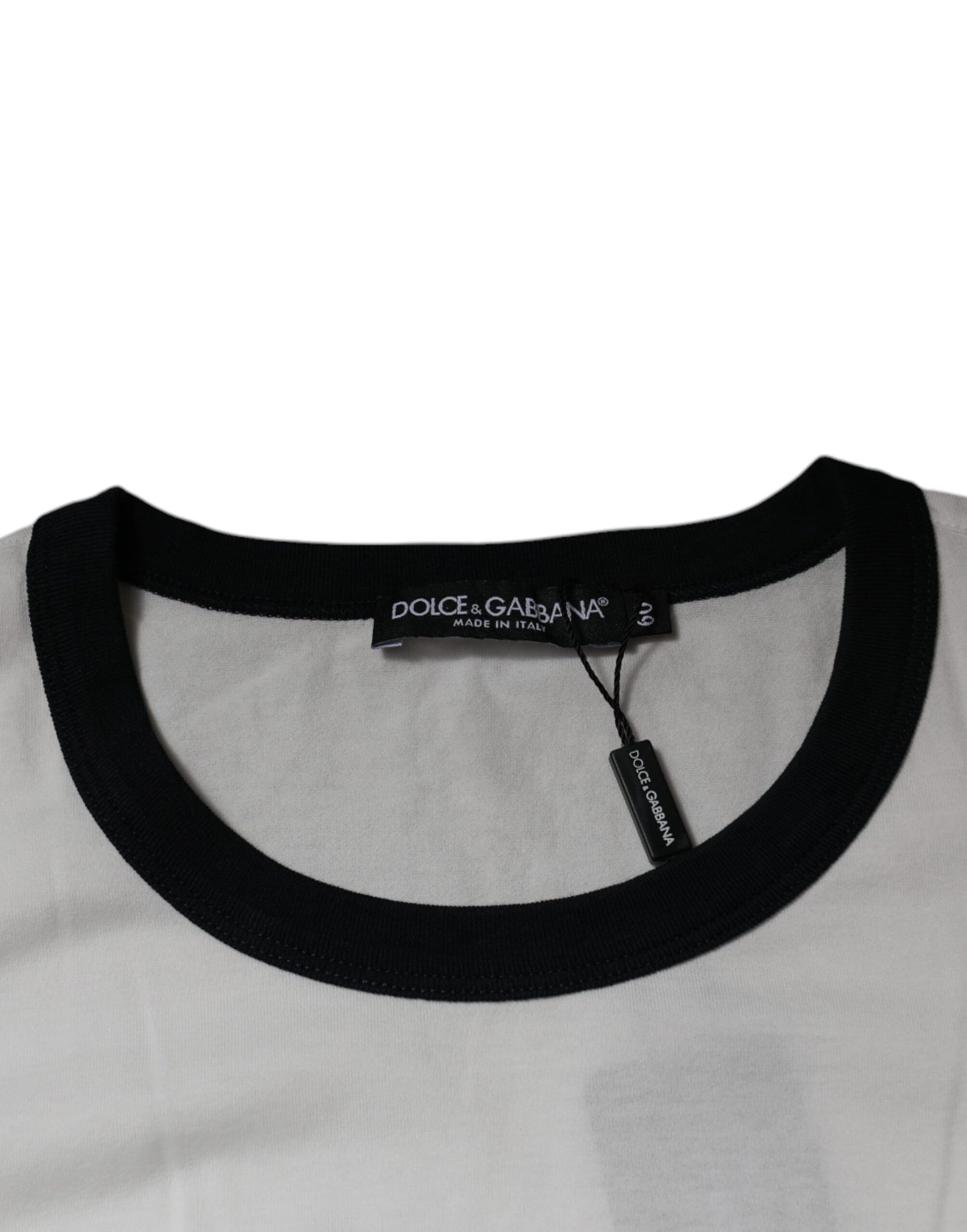 Dolce & Gabbana White Graphic Print Cotton Crew Neck T-shirt Dolce & Gabbana