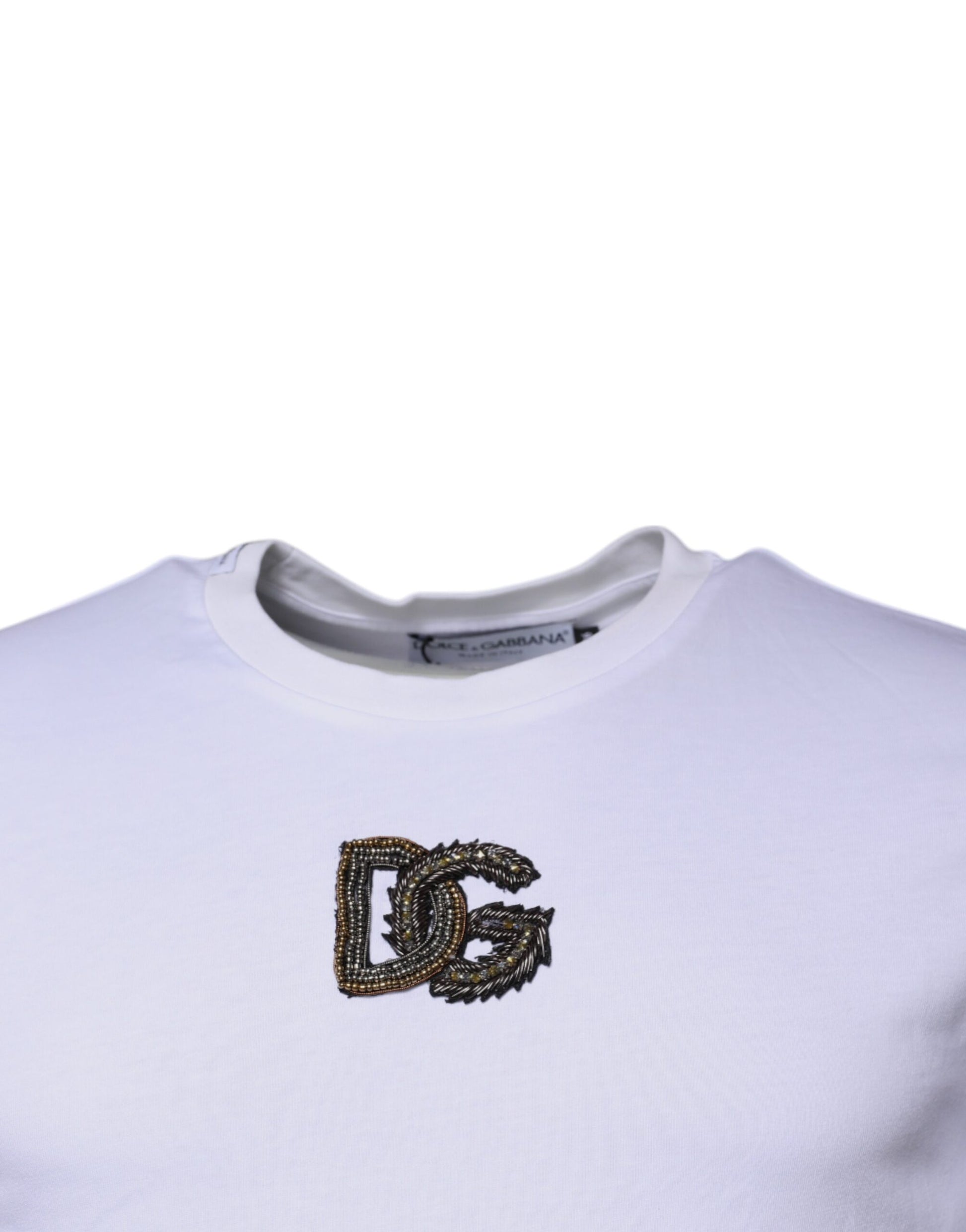 Dolce & Gabbana White DG Logo Cotton Crew Neck T-shirt Dolce & Gabbana