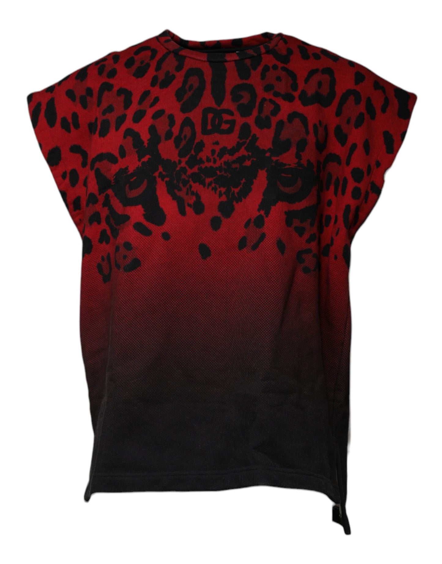 Dolce & Gabbana Red Leopard Print Cotton Sleeveless T-shirt Dolce & Gabbana