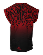 Dolce & Gabbana Red Leopard Print Cotton Sleeveless T-shirt