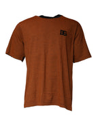 Dolce & Gabbana Brown DG Logo Cotton Crew Neck T-shirt - Eljoys Fashion 