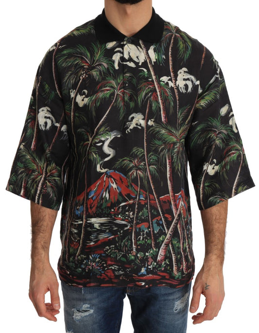 Dolce & Gabbana Black Volcano Sicily Short Sleeve T-Shirt Dolce & Gabbana