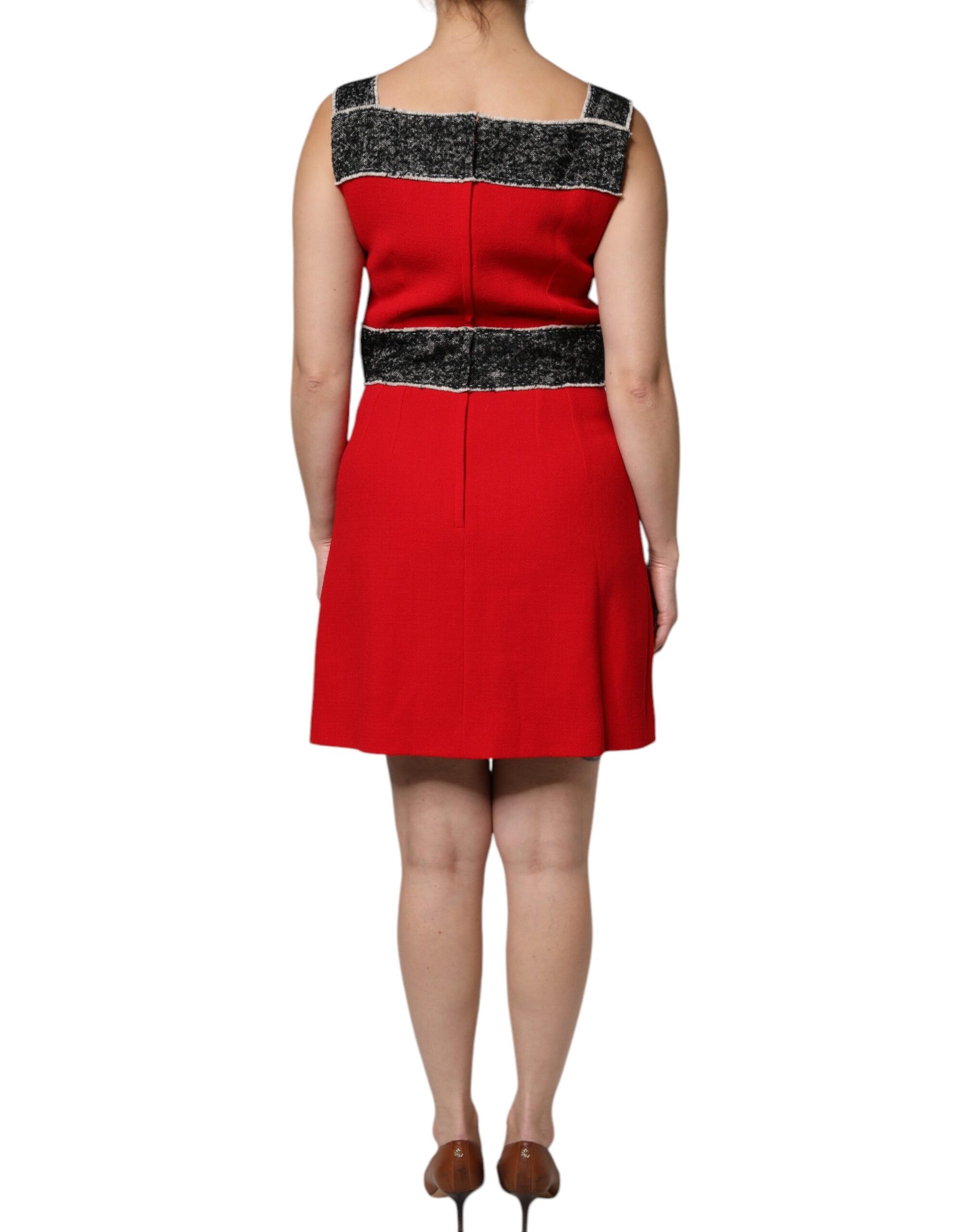 Dolce & Gabbana Red Wool Sleeveless A-line Flared Mini Dress Dolce & Gabbana