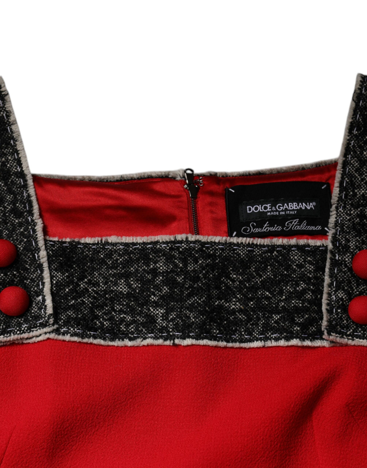 Dolce & Gabbana Red Wool Sleeveless A-line Flared Mini Dress