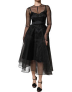 Dolce & Gabbana Black Tulle A-line Midi Cocktail Gown Dress - Eljoys Fashion 