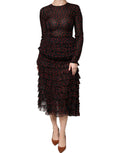 Dolce & Gabbana Black Red Polka Dot Silk Layered Midi Dress - Eljoys Fashion 