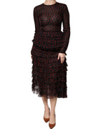 Dolce & Gabbana Black Red Polka Dot Silk Layered Midi Dress - Eljoys Fashion 