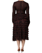 Dolce & Gabbana Black Red Polka Dot Silk Layered Midi Dress - Eljoys Fashion 