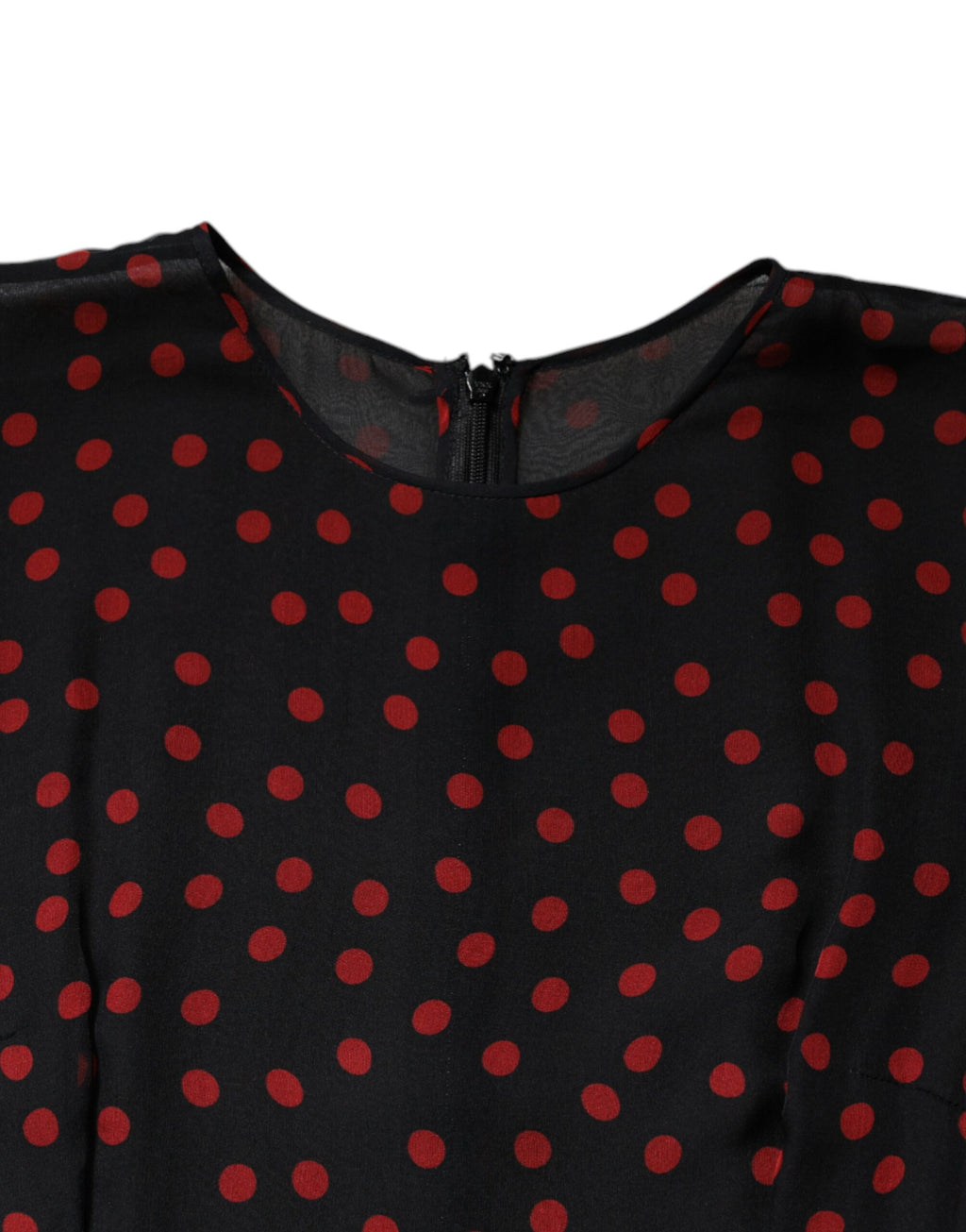 Dolce & Gabbana Black Red Polka Dot Silk Layered Midi Dress - Eljoys Fashion 