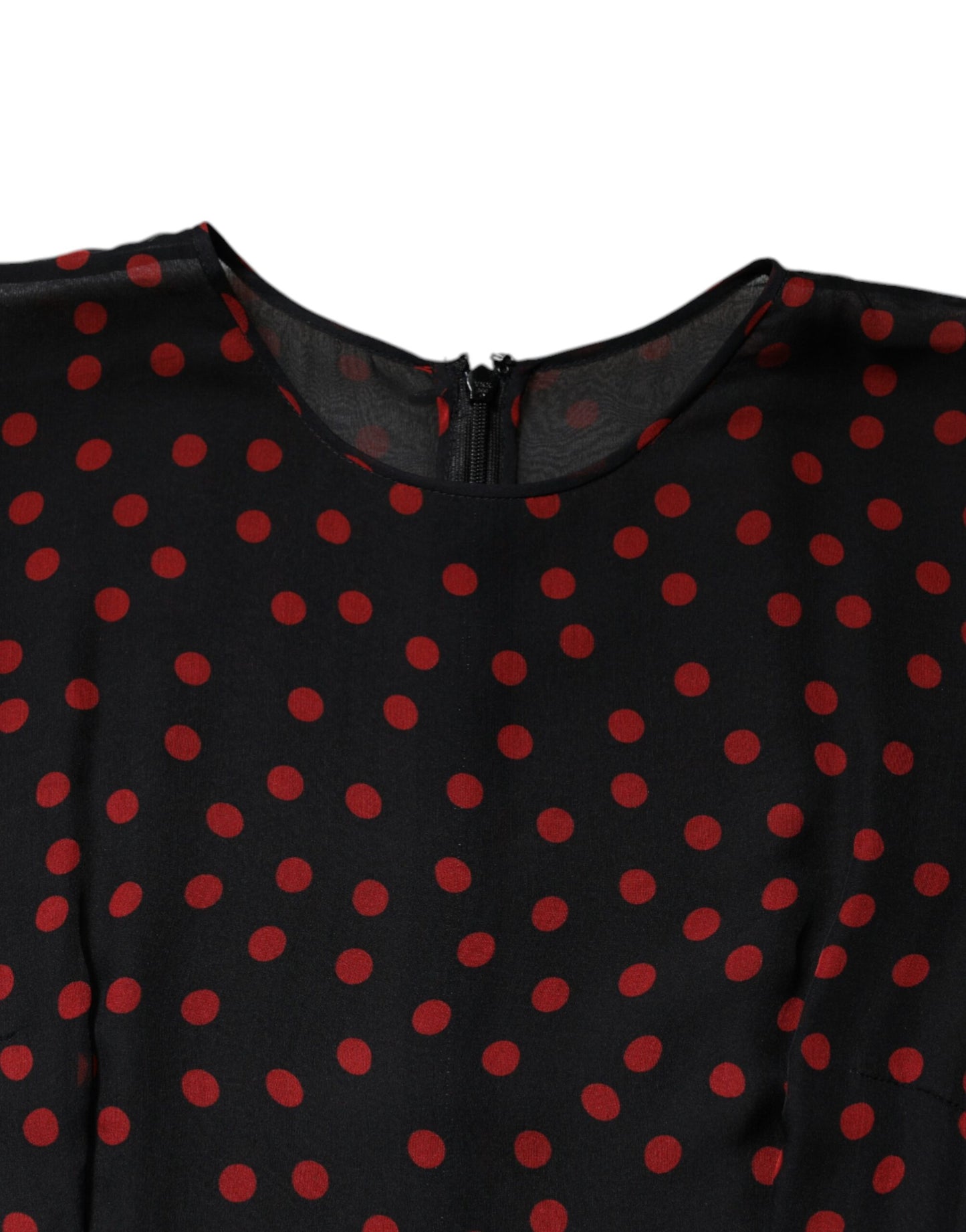 Dolce & Gabbana Black Red Polka Dot Silk Layered Midi Dress Dolce & Gabbana