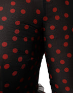 Dolce & Gabbana Black Red Polka Dot Silk Layered Midi Dress - Eljoys Fashion 