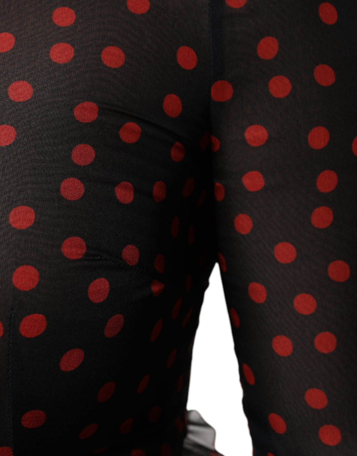 Dolce & Gabbana Black Red Polka Dot Silk Layered Midi Dress - Eljoys Fashion 