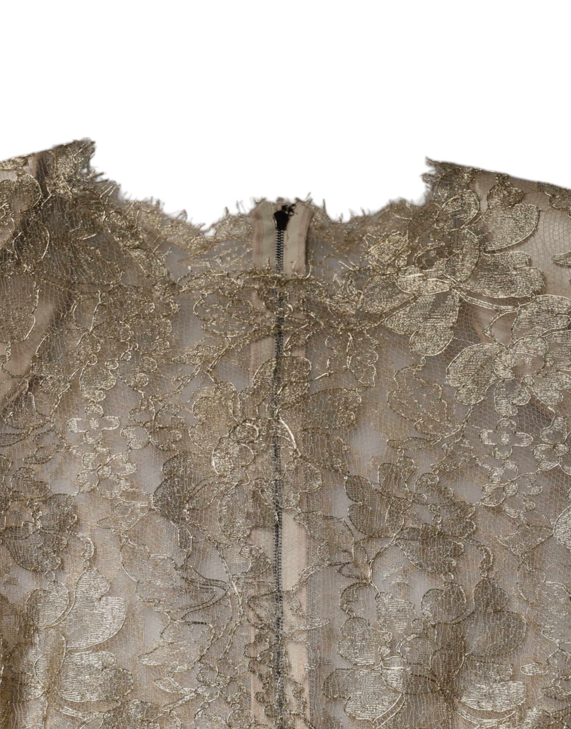 Dolce & Gabbana Gold Floral Lace A-line Sheath Mini Dress Dolce & Gabbana