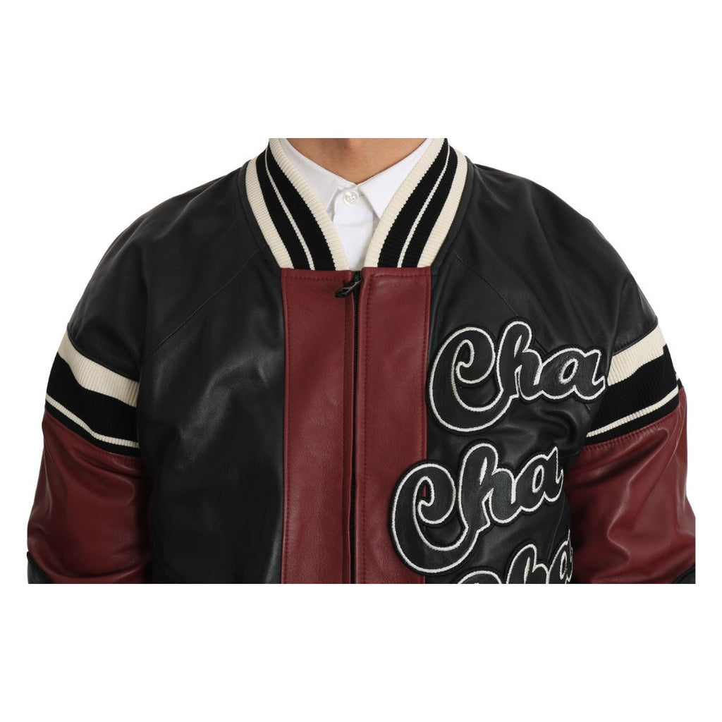 Dolce & Gabbana Leather Club Lounge Black Red Jacket