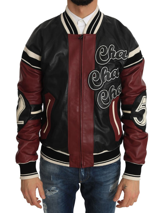Dolce & Gabbana Leather Club Lounge Black Red Jacket Dolce & Gabbana