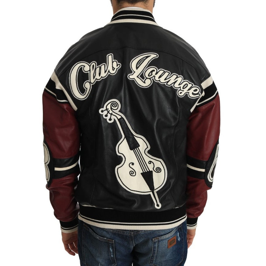 Dolce & Gabbana Leather Club Lounge Black Red Jacket