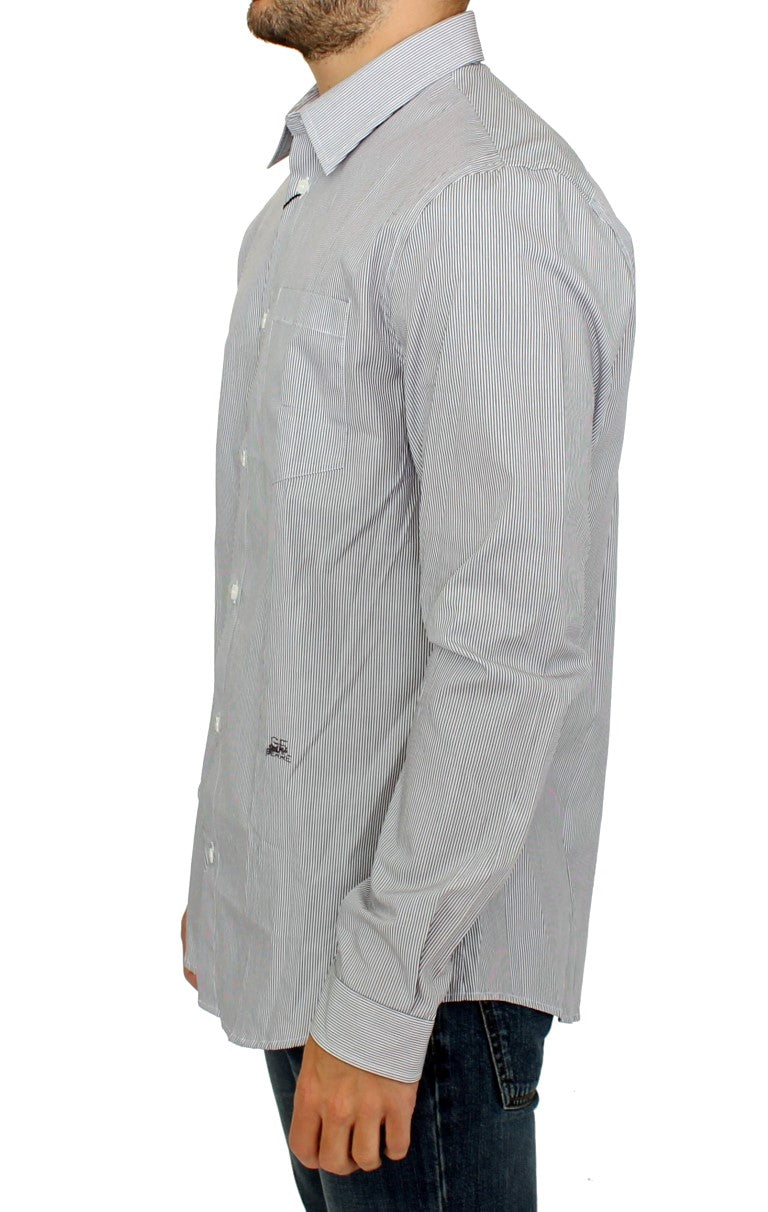 GF Ferre Gray Striped Cotton Casual Shirt GF Ferre