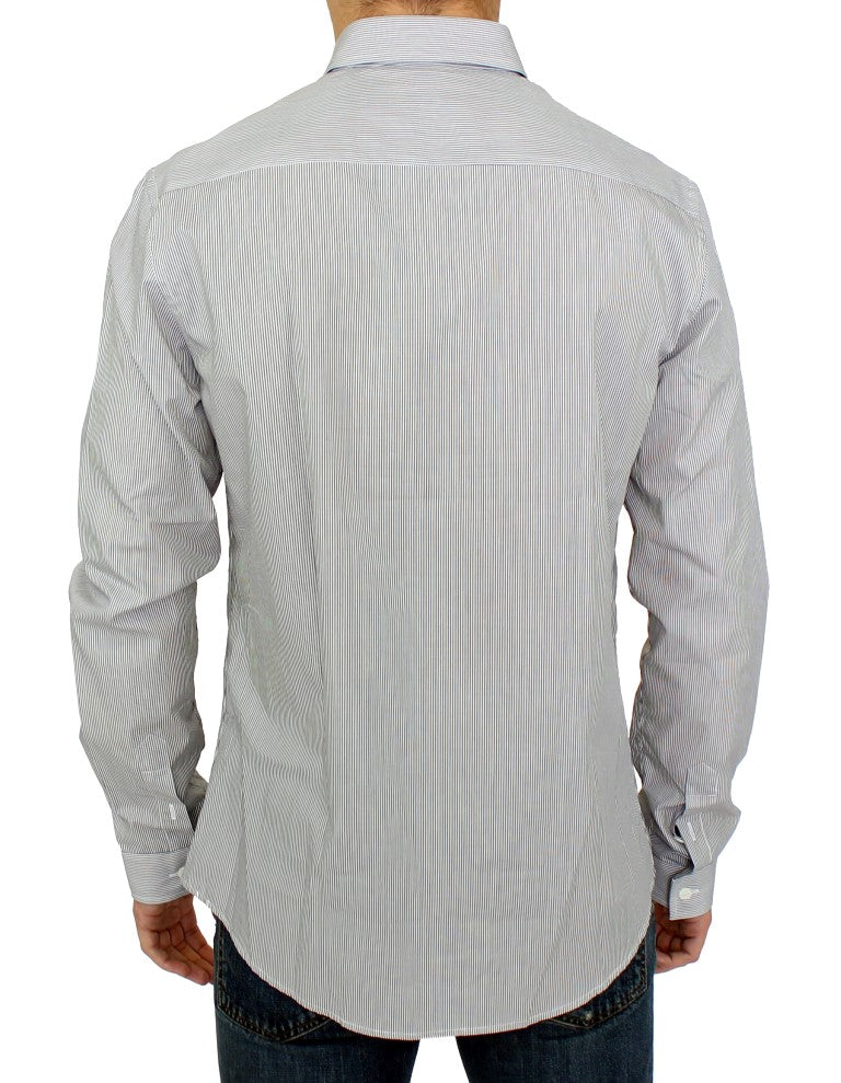 GF Ferre Gray Striped Cotton Casual Shirt GF Ferre