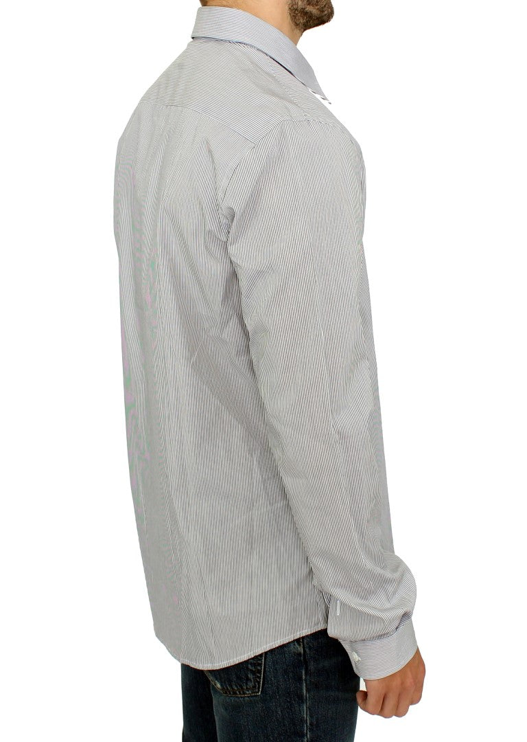 GF Ferre Gray Striped Cotton Casual Shirt GF Ferre