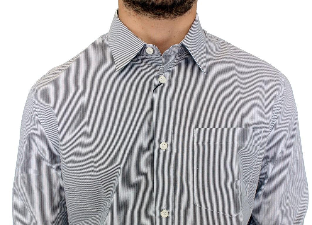 GF Ferre Gray Striped Cotton Casual Shirt GF Ferre