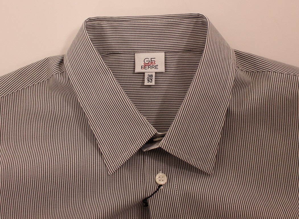 GF Ferre Gray Striped Cotton Casual Shirt GF Ferre