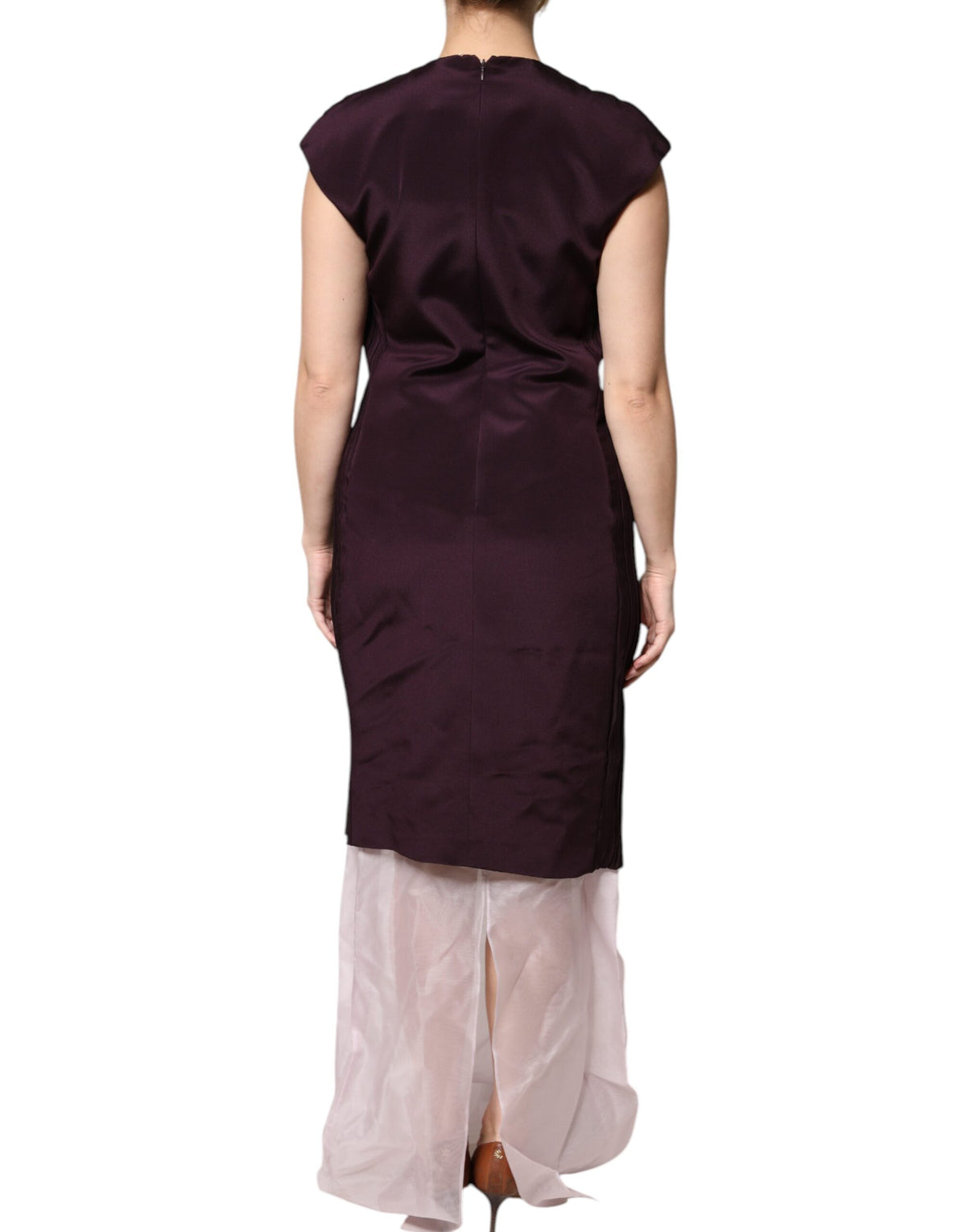 Barbara Casasola Brown Silk Short Sleeves Sheath Maxi Dress - Eljoys Fashion 