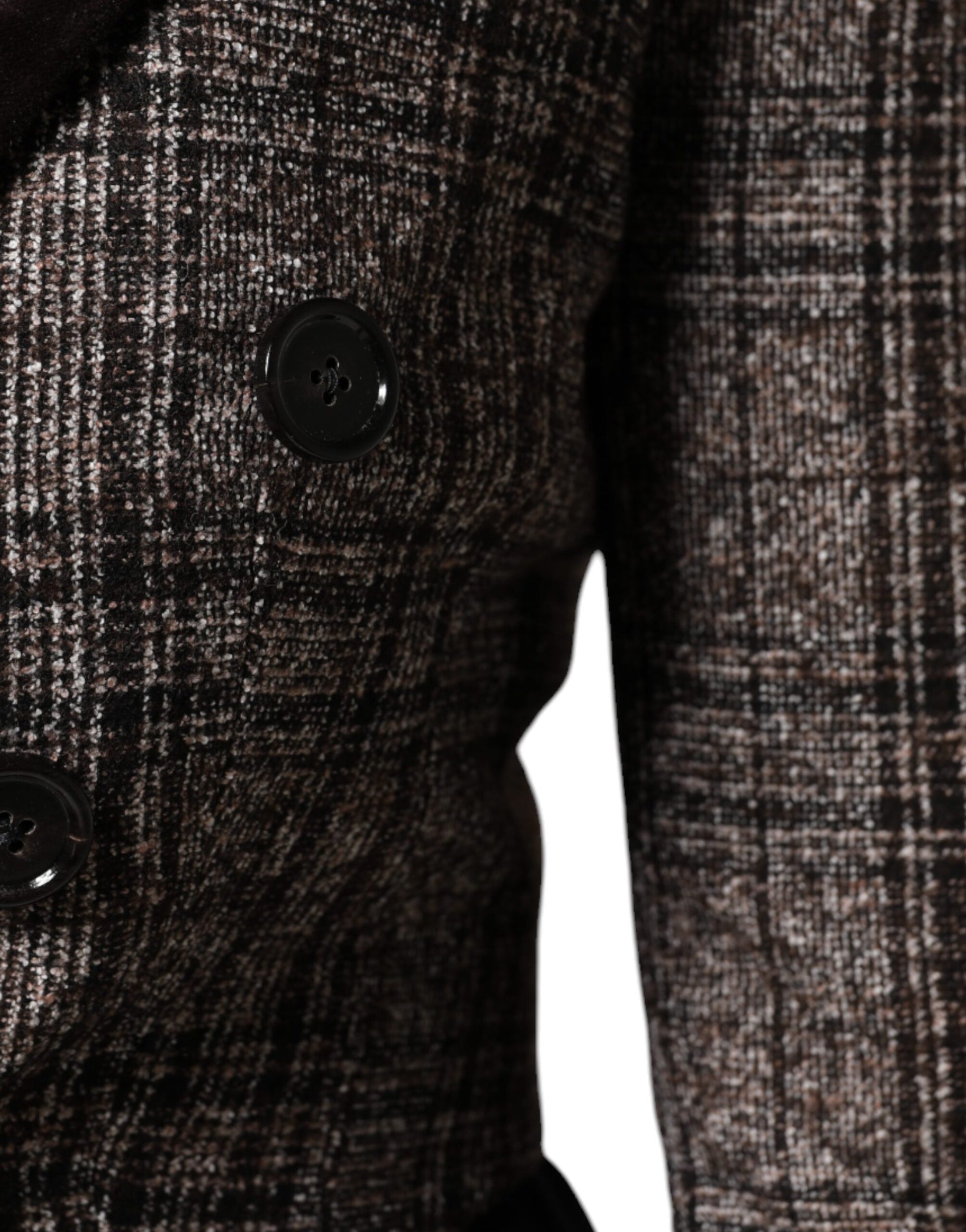 Dolce & Gabbana Brown Plaid Long Sleeve Cropped Coat Jacket Dolce & Gabbana