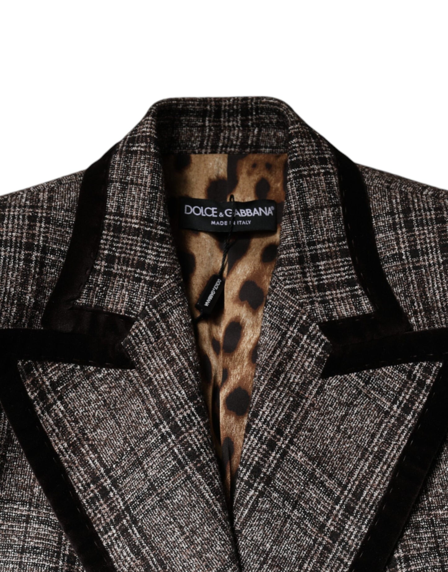 Dolce & Gabbana Brown Plaid Long Sleeve Cropped Coat Jacket Dolce & Gabbana