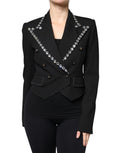 Dolce & Gabbana Black Crystal Double Breasted Blazer Jacket - Eljoys Fashion 