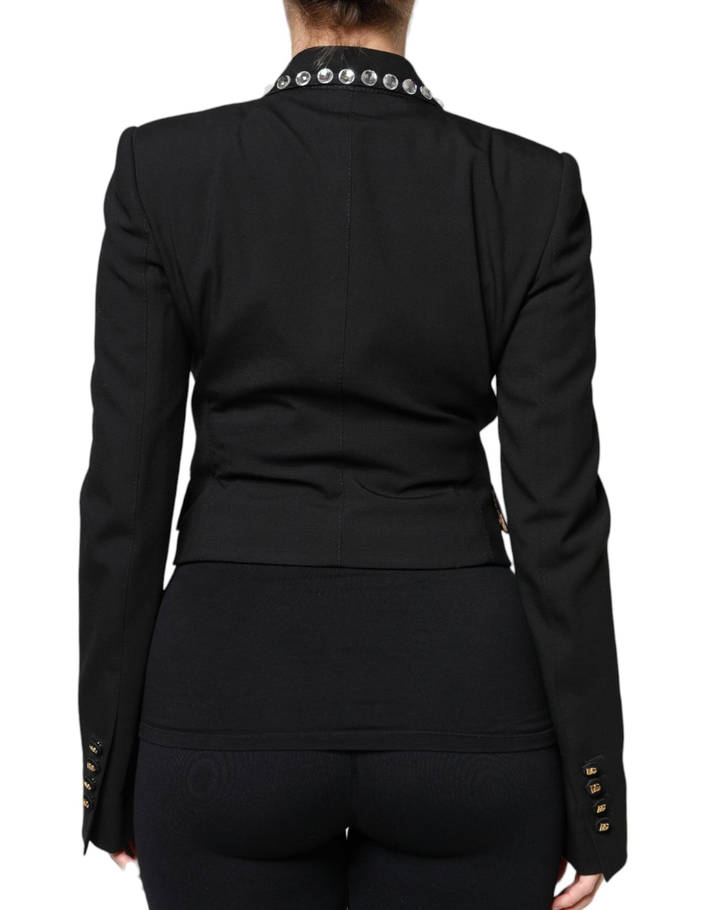 Dolce & Gabbana Black Crystal Double Breasted Blazer Jacket - Eljoys Fashion 