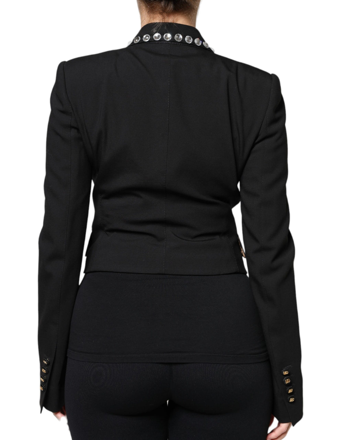 Dolce & Gabbana Black Crystal Double Breasted Blazer Jacket - Eljoys Fashion 