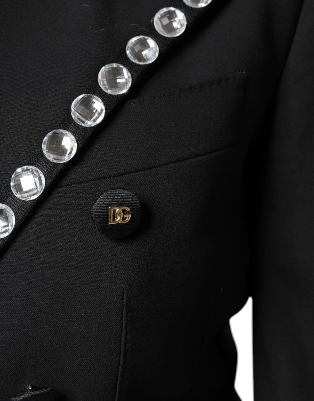Dolce & Gabbana Black Crystal Double Breasted Blazer Jacket - Eljoys Fashion 