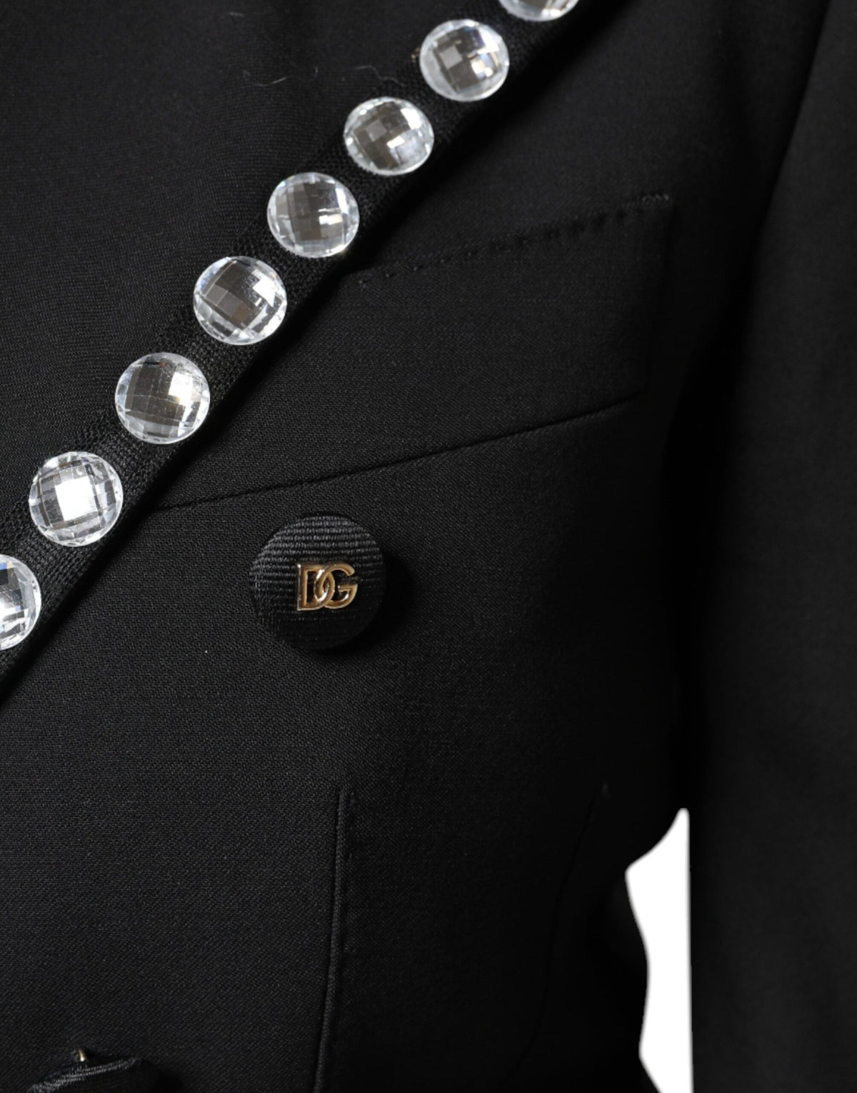 Dolce & Gabbana Black Crystal Double Breasted Blazer Jacket - Eljoys Fashion 