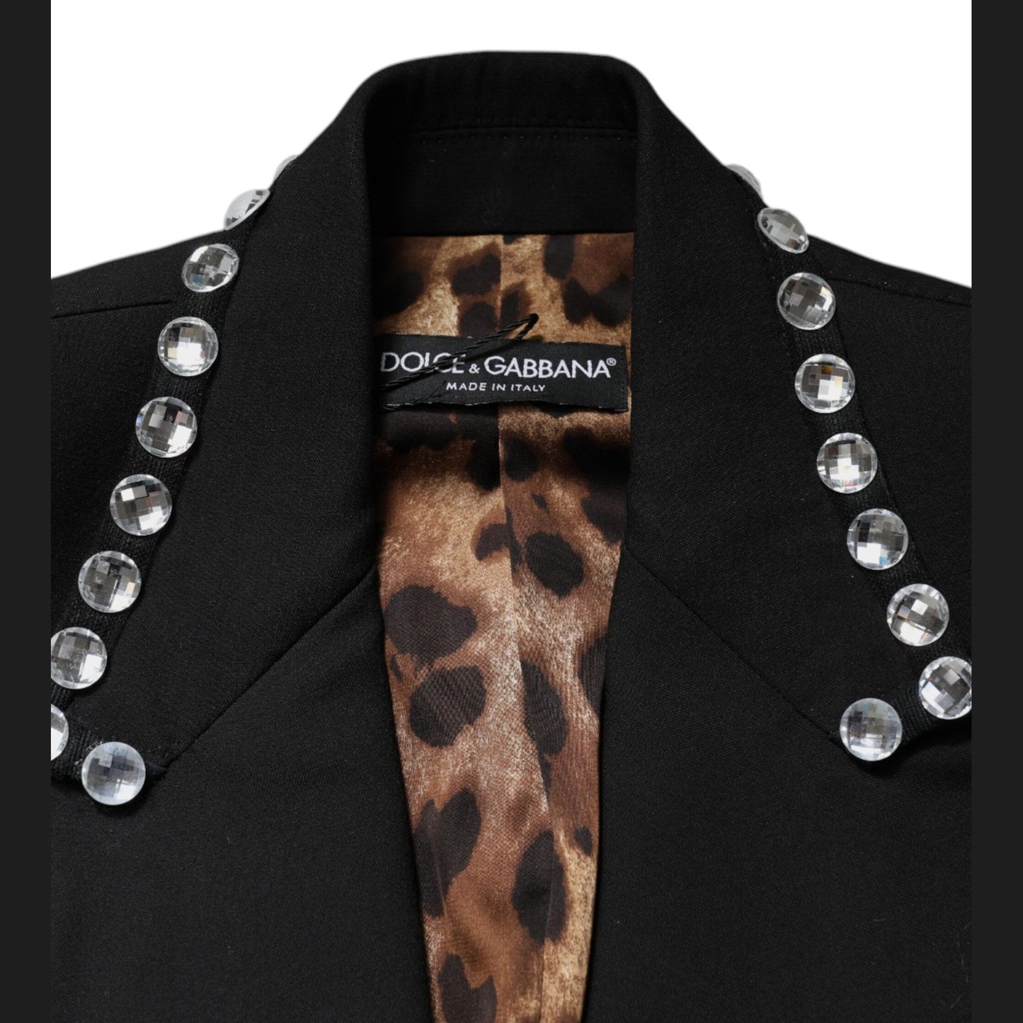 Dolce & Gabbana Black Crystal Double Breasted Blazer Jacket
