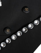 Dolce & Gabbana Black Crystal Double Breasted Blazer Jacket - Eljoys Fashion 