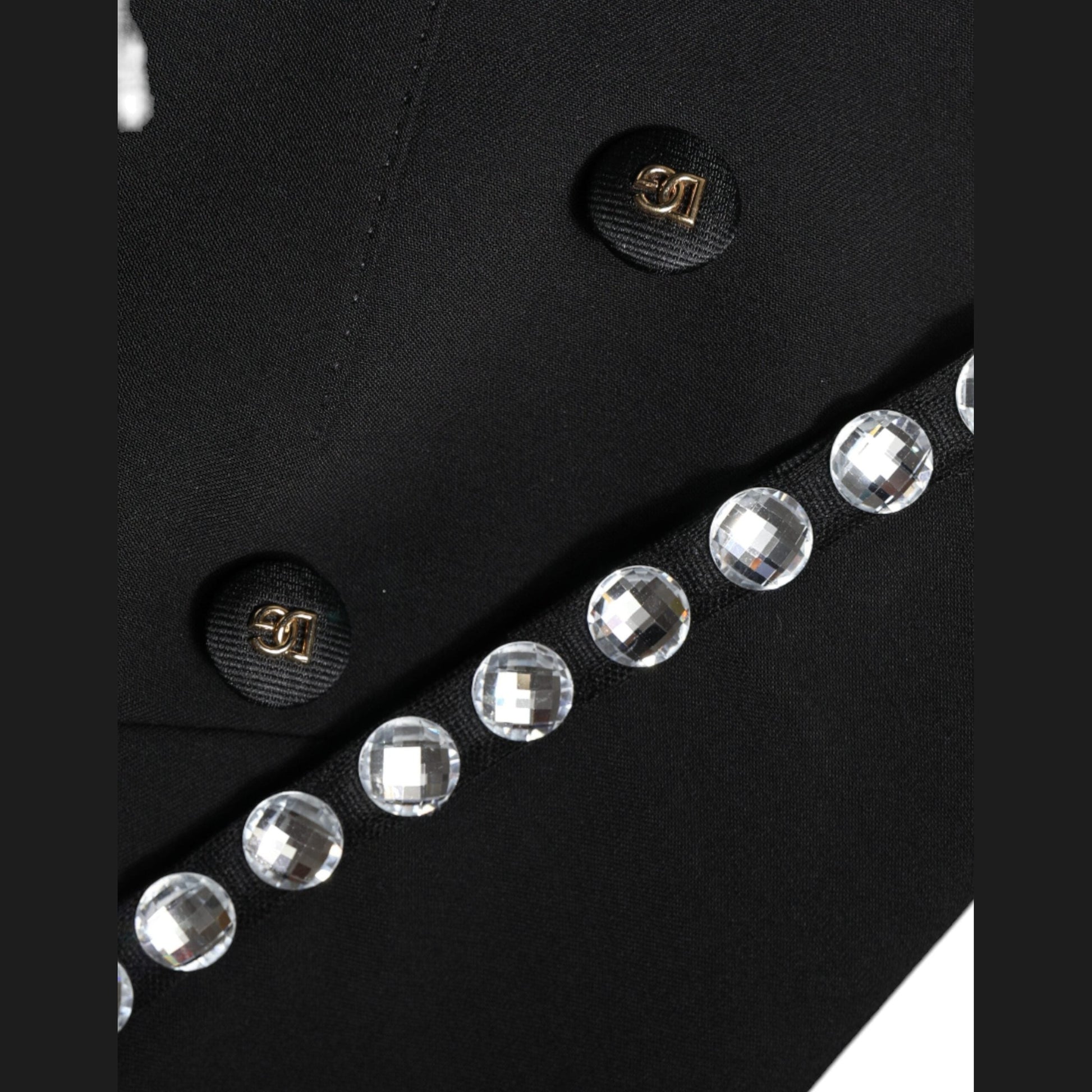 Dolce & Gabbana Black Crystal Double Breasted Blazer Jacket